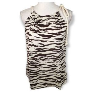 TWENTY ONE CREAM & BLACK ANIMAL-PRINT BLOUSE SZ.M EUC.